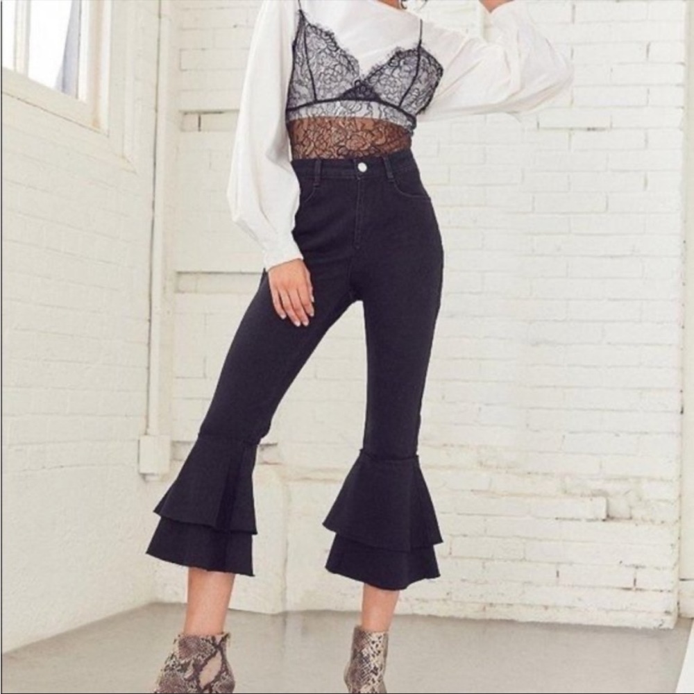 urban outfitters BDG black ruffle flare bell bottom jeans size 24